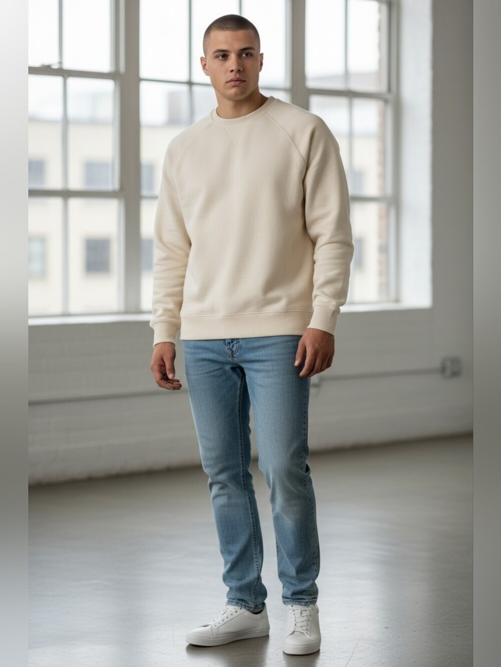 Jachs Light Cream Crewneck Sweatshirt